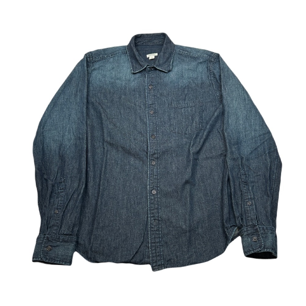 Fossil Denim Shirt Mens Medium Blue Chambray Button Up Long Sleeve‎